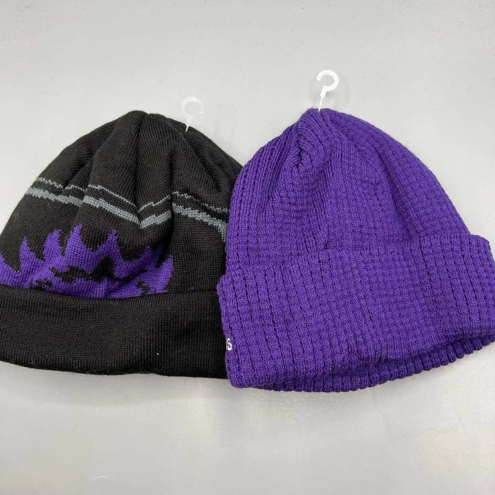 Lot of 2 Orlando City Hat Youth Purple Black Adidas MLS Cuffed Beanie Cap‎ New